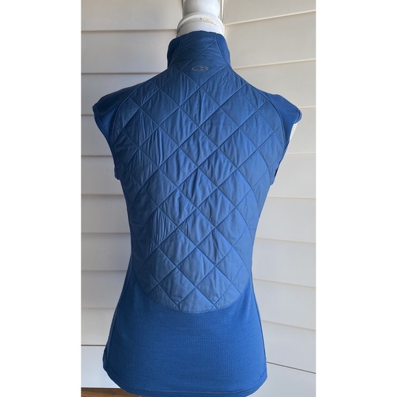 ICEBREAKER MerinoLOFT Ellipse Full Zip Vest Women M Blue Midweight Merino EUC - Picture 5 of 13